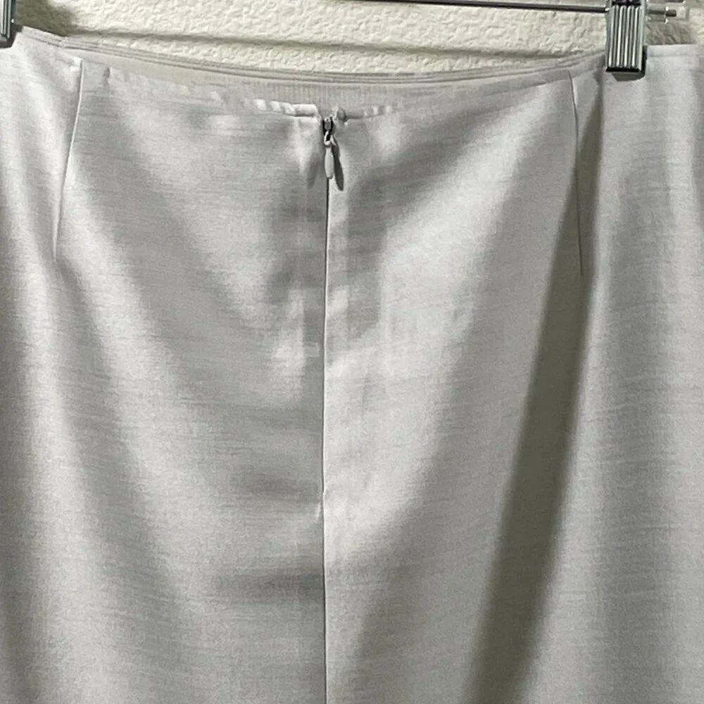 RICKIE FREEMAN TERI JON Texture Woven Silk Bk Zip Pencil Skirt, Silver Gray - 12 - Picture 5 of 8
